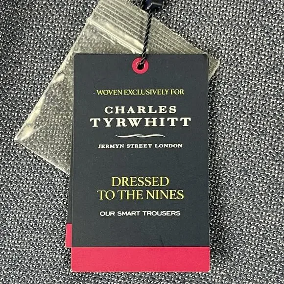 Charles Tyrwhitt Pants Mens 38x34 Blue Stretch Textured Trouser Slim Fit NEW - Picture 4 of 16